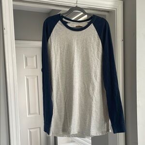 Gray and Navy Long Sleeve Raglan Shirt